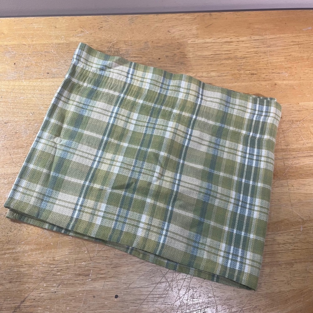 Vtg Park Designs Green Plaid Woven Window Valance 68x14 Farmhouse Country